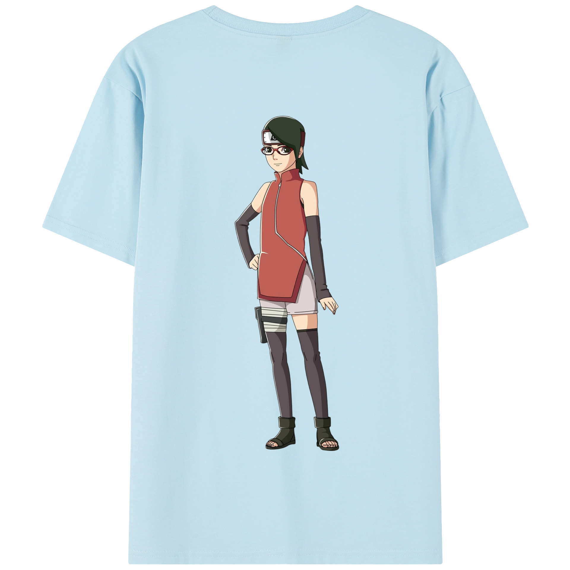 （画像用） NARUTO -ナルト- うちは サラダ Uchiha Sarada 綿100％半袖Tシャツ（背面プリント）
